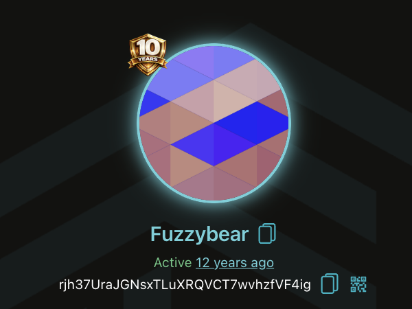 Bithomp profile screenshot of the original Fuzzybear wallet